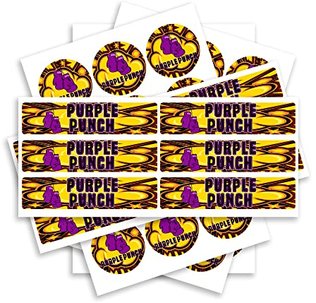 60ml Jar Stickers - Lid and Side Label Stickers- 3.5g Glass Jar Stickers - Stickers ONLY - Purple Punch T2 x20