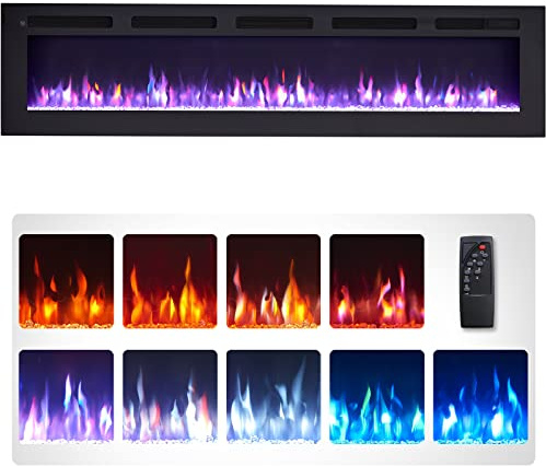 FLAMEKO 70 Wall Mounted Electric Fireplace, Wilton, Black