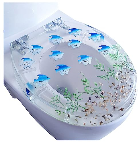 Klobrille Einfache Montage, Abnehmbarer Toilettendeckel, Transparent Polyresin, Wc-Sitz Mit Absenkautomatik, Ovaler Komfort Toilettensitz, Robuste Metall-Scharniere, Die Einfache Reinigung(Color:A)