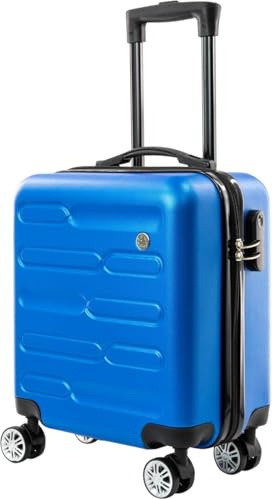 SA Products Cabin Suitcase, Easy Jet 45x36x20 Cabin Bag | Lightweight Hard Shell Carry-On Suitcase with Wheels, Telescopic Handle | Travel Luggage (Blue)