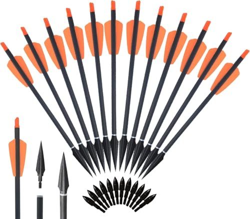 biubiusot 12 Stück Pfeile Carbon Armbrustbolzen Bolzen Pfeile 7,5/15 Zoll Jagdspitzen Carbonpfeile Armbrust Präzisionsziel für Jagd und Zielbogenschießen Schießen Jagd Pfeile (7.5inch)