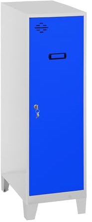 SimonRack Spind, Metall, Weiß/Blau, 1015 x 400 x 500 cm | Inklusive Füße, Korrosionsschutzfarbe, Lüftungsschlitz und Etikettierer, Weiß/Blau