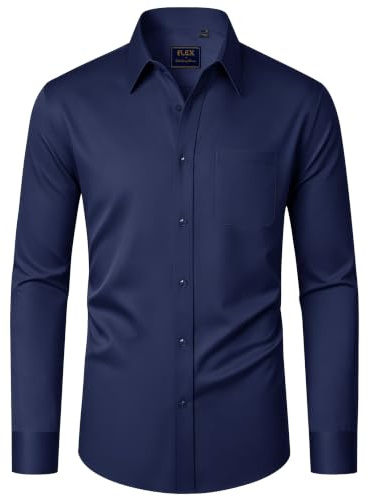 J.VER Hemd Herren Langarm Regular Fit Stretch Business Hemden mit Tasche | Bügelleichtes, Formal, Freizeit, Casual, Atmungsaktiv, für Hochzeit Outdoor Büro Urlaub, für Männer Freund Vater Bruder
