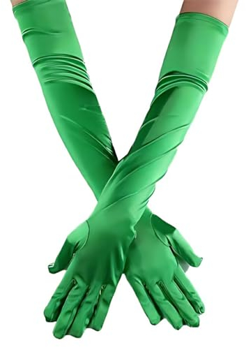 WUUISDNX Bequeme und stilvolle lange Abendhandschuhe für Damen. Exquisite Stoff Partyhandschuhe für Damen. Lange Damenhandschuhe, Grün