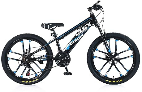 Cyclux MTB Kinderfahrrad 24 Zoll für Jungen und Mädchen von 8–12 Jahren – Shimano 21-Gang Schaltung, Doppelscheibenbremsen, Blau
