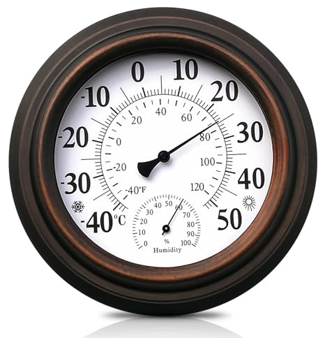 Wetterstation Mit Thermometer Innen Außen, Analog Hygrometer, Luftfeuchtigkeitsmesser Und Sturmglas Zur Wettervorhersage