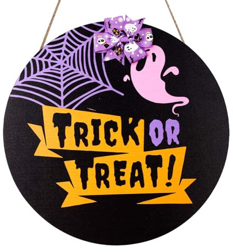 Halloween Türschild, Halloween Holz Hängeschild Willkommensschild Halloween Haustürschild Türkranz Halloween Türdeko für Zuhause Party Wände Fenster (Stil 1)