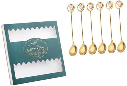 Amosfun 12 Piezas cuchara con colgante de estrella cucharaditas de oro cuchara para mezclar hielo cuchara de coctel ice cream scoop cucharillas cucharas de cafe cuchara de acero inoxidable