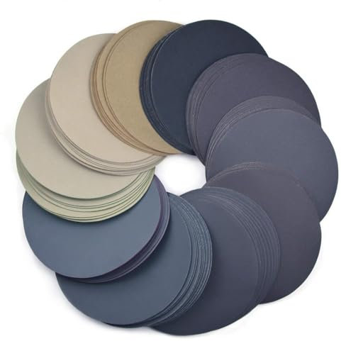 5-Zoll-Schleifscheiben, 125 mm, wasserfestes Schleifpapier, Klett-Schleifpapier, Körnung 320–10000, sortiert für Nass-/Trockenpolieren, 50 Stück, 5 Zoll, 125 mm, 50 Stück
