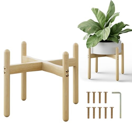 Pflanzenständer aus Holz, 25x23 cm Blumentopfhalter, Moderner Pflanzgefäßständer aus der Mitte des Jahrhunderts, Dekor für Drinnen & Draußen Haus, Garten, Büro Blumenständer