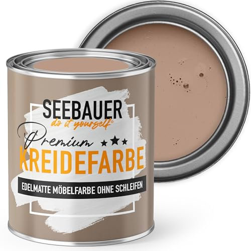 SEEBAUER diy Kreidefarbe für Möbel Braun 750ml für Innen (No. 609 Hazel Eyes) Möbelfarbe ohne Schleifen - Holzfarbe extra matt - Holzlack, Möbellack hohe Deckkraft