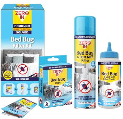 3-in-1 Insect Control Kit – Traps (5 Pack), Dust Mite Powder 250ml & Crawling Insect Spray 300ml – Indoor Use for Mites, Fleas & Hidden Crawling Pests