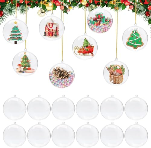 CIRULLI 22 Bolas Transparente acrílicas de árbol de Navidad, Colgantes Adecuadas para decoración del hogar(8CM)