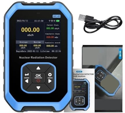Contatore Geiger, rilevatore di radiazioni nucleari, dosimetro personale, tester di radioattività, rilevatore di biglie,Test rapidi(Blauw)