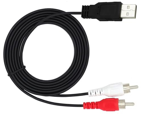 Adaptateur USB 2.0 1,5 m mâle vers 2RCA mâle câble vidéo audio pour caméscopes PC, convertisseur auxiliaire, adapté pour le divertissement à la maison, câble PVC flexible