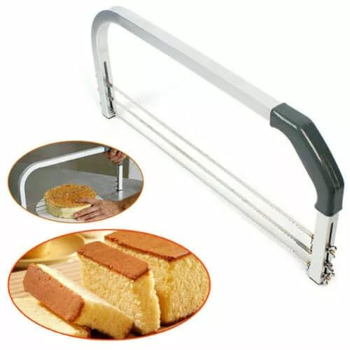 Yuanpgky Cake Cutter Leveller with 3 Adjustable Blades, Aluminium Multi Layer Cake Slicer with Measuring Guide for Even Layers and Precise Baking and Decorating