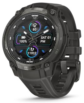 Garmin Instinct® Crossover AMOLED, Rugged Hybrid GPS Smartwatch with Analog Watch Hands and Bright AMOLED Display, Charcoal with Charcoal Silicone Band
