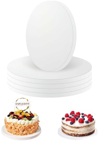yqdnboi 5 Stk 10 Zoll Tortenplatte,Kuchenplatterund,RundKuchenplatte,Cake Board,RundTortenboden,Tortenplatte weiß,Cakeboard,Tortenboden für Transport Kuchen und Torten