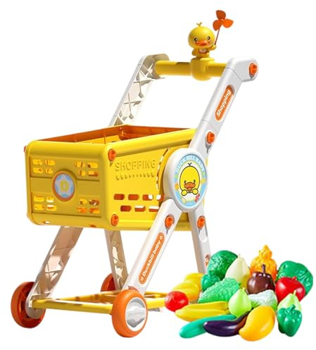 Carrito de la compra para niños de 1 a 3 años | Carrito de compras de juguetes con accesorios para niños pequeños | Carrito de rol para cumpleaños, vacaciones, guardería y niñas