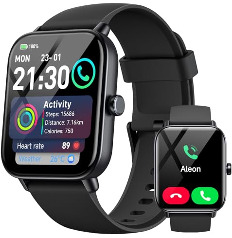 Montre Connectée Homme Femme avec Appel Bluetooth,1,85 Smartwatch avec Moniteur de Fréquence Cardiaque Sommeil,Montre de Sport 120+ Modes Podomètre Fitness Tracker,Montres pour Samsung/Android/iOS