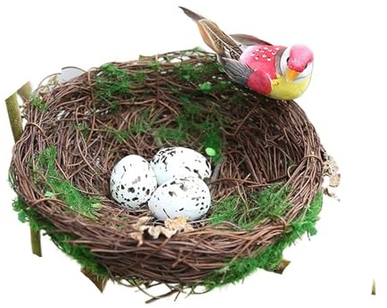 Vogelnest aus natürlichem Rattan, handgewebtes Grasnest für Haus, Garten, Dekoration und Fotografie, Größe XL, 15 cm