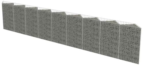 Gecheer Gabbione in acciaio zincato, struttura resistente per giardino, 630x30x100 cm, orto rialzato, aiuola piante, muro di sostegno per paesaggio residenziale