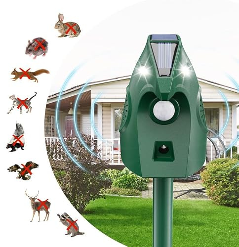 outsweat Répulsif Chat Extérieur, Repulsif Ultrason Chat Solaire Ultrason Anti Chat Chien, Charge de Solaire USB, Répulsif Chat Chien Jardin pour Chats, Oiseaux, Renard, Souris et Rat, Pigeon, Lapin