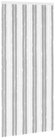 vidaXL Insektenschutzvorhang Chenille Grau und Weiß 90 x 200 cm, Moderner rechteckiger Türvorhang, einfache Montage, vielseitige Dekoration, pflegeleichter Vorhang für Zuhause