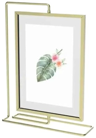 Fotohållare roterande pappershållare för meny, 152 x 203 mm, 8 tum, display, hylla, metallfotoram för tårtdekoration (vertikalt guld)