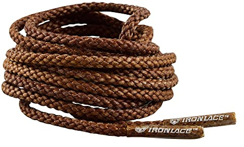 Ironlace Okrossbara runda skosnören, oförstörbara, vattentäta och brandbeständiga sko. och kängsnören, 680 kg brottstyrka/par, 137 cm, 3,2 mm diameter, 1 par, bruna