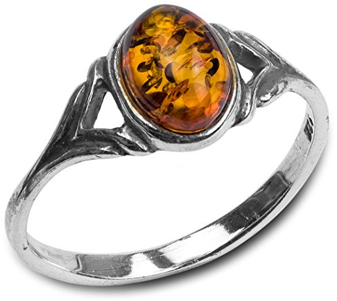 Ian and Valeri Co. Amber Sterling Silver Celtic Small Oval Ring