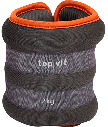 top|vit® 2er Set Gewichtsmanschetten I Laufgewichte für Hände und Füße I 2 x 2,0 kg (orange)