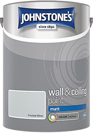 Johnstone's - Wall and Ceiling Paint Matt - Interior Paint - Contemporary Finish - Suitable for Interior Walls and Ceilings - Frosted Silver - 5 L