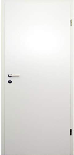 HORI® Zimmertür Komplettset mit Zarge und Edelstahl Türdrücker I Innentür CPL Weiß I Größen und BB- oder WC-Schloss wählbar I 1985 x 860 x 200 mm I DIN rechts