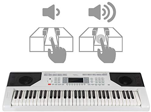 FunKey 61 Edition Touch Keyboard - 61 Tasten - Touch Response - 300 Sounds & 300 Rhythmen - Begleitautomatik und Lernfunktionen - USB-, Mikrofon- und Kopfhöreranschluss - Weiß