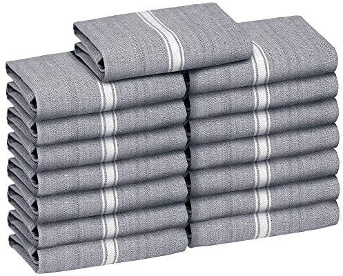 Zeppoli Klassische Küchentücher, 100% natürliche Baumwolle, Wiederverwendbare Waschlappen, saugfähige Geschirrtücher, maschinenwaschbare Handtücher, Küchenutensilien, 35,6 x 63,5 cm, Schwarz, 15