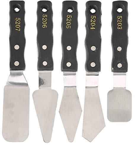 SALUTUYA 5 pezzi Acciaio Inox Spatole per Pittura Mescolando Scraper Art Spatula Palette Knife Pittura acrilica per Pittura Acrilica, Decorativa, Pittura ad Olio, Acrilico, Piccola, Pittura su Tela