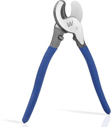 WISEPRO Cesoie per cavi, forbici per cavi a doppio uso, tagliacavi e spelafili, per cavi elettrici spessi, coassiali e corde in nylon (25,4 cm)