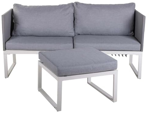 OUTLIV. Lounge-Set, 3-teilig, 63x63x35cm, hellgrau/weiß | Textilene, Aluminium und Polyester; verstellbar und mit Rückenlehne; 3-teilig; 63x63x35cm; hellgrau/weiß