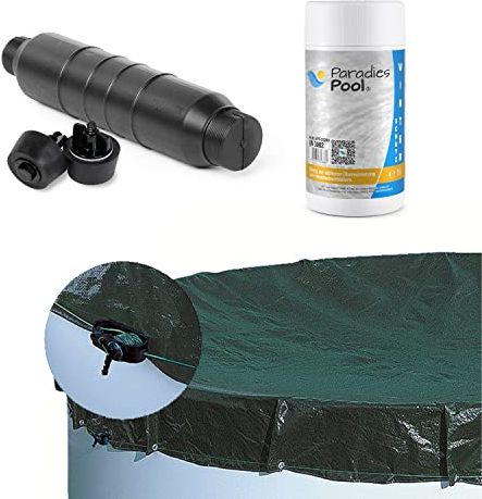 Pool Winter Set Klassisch 2+ für Rundpool 300 cm Abdeckung + Skimmer Eisdruckpolster + 2X Winterstopfen + 1 L Winterschutz