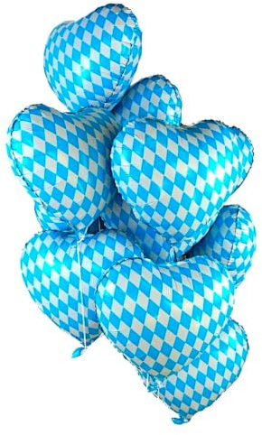 4 Stück Herz Folienballon BAVARIAN HEART im bayerischen Rautenmuster (45cm) - Heliumballon Luftballon Hochzeit Geburtstag Bayern Party Oktoberfest Volksfest Biergarten