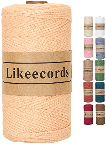 Likeecords 100% Cotton Crochet Bag Cord 2mm 170m Macrame Cord 2mm Crochet Thread Macrame Rope Gift for Knitter (Pink-Orange)