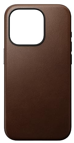 NOMAD Modern Leather Case | für iPhone 15 Pro | Schutzhülle aus Polycarbonat und hochwertigem Echtleder | MagSafe-kompatibel | Brown