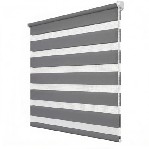 Ruby Deals Zebra Blinds Day & Night Roller Blind, Grey, W114 x H210 cm