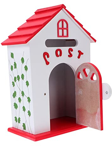 Wandmontierter Holzbriefkasten, Rote Dekorative Vorschlagsbox für Zuhause | Kreatives Design für Dekoration, Sichere Wandbefestigung, Vielseitig als Meinungsbox im Haushalt oder Homeschooling