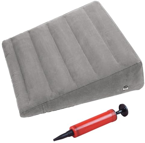 ZHYUAN Almohada flocada,Almohadilla Triangular,Almohada Inflable,Almohada Inflable portátil,Almohada de cuña,Cojín Inflable Flocado,Almohada de cuña Inflable,Ligera y fácil de Transportar(Gris)