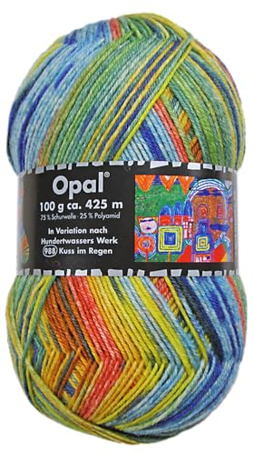 Frida's Wollhaus Opal 100 g Hundertwasser Sockenwolle 4-fach Strümpfe Socken Stricken 24 Farben (3200 | Kuss im Regen)