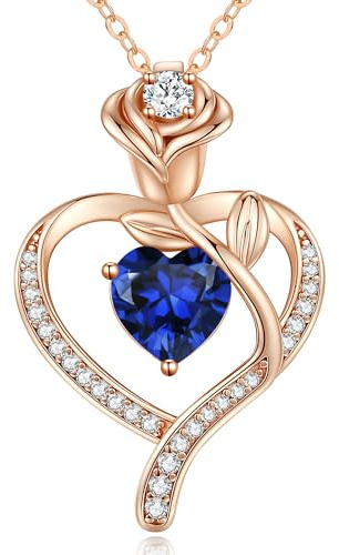 CDE Kette für Damen Rosegold Herz Schmuck 925 Sterling Silber Geschenke | Geburtstags Geschenk für Frauen Freundin mit Schmuck Geburtstag Weihnachten Valentinstag Muttertag Mama Hochzeit Jubiläum