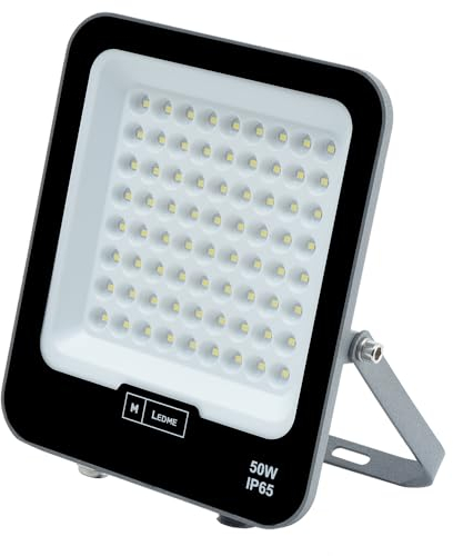 M Ledme - Faretto Proiettore Led Napoli Plus 50 W, 6.000 lumen, IP65 dimmerabile, Colore Luce Calda (3000 k), illuminazione esterna, uso per giardino, cortili, parcheggio, hotel, navi ecc. LM6809