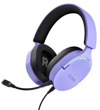 Trust Gaming GXT 490P Fayzo Casque Gaming USB Son Surround 7.1, Pilotes 50mm, Éclairage RGB, 35% Plastiques Recyclés, Casque Gamer Filaire Over-Ear pour PC PS5, Microphone Antibruit, Pourpre